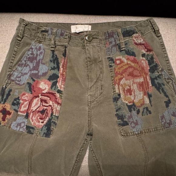 Anthropologie Olive Straight Leg Jeans with Floral Patches - Picture 3 of 4